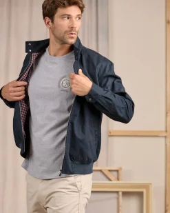 Homme Mise Au Green Blouson en coton bleu marine