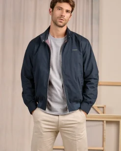 Homme Mise Au Green Blouson en coton bleu marine