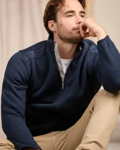 Homme Mise Au Green Blouson Polaire détail épaule bleu marine