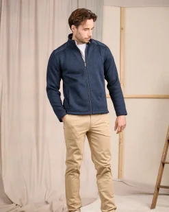 Homme Mise Au Green Blouson Polaire détail épaule bleu marine