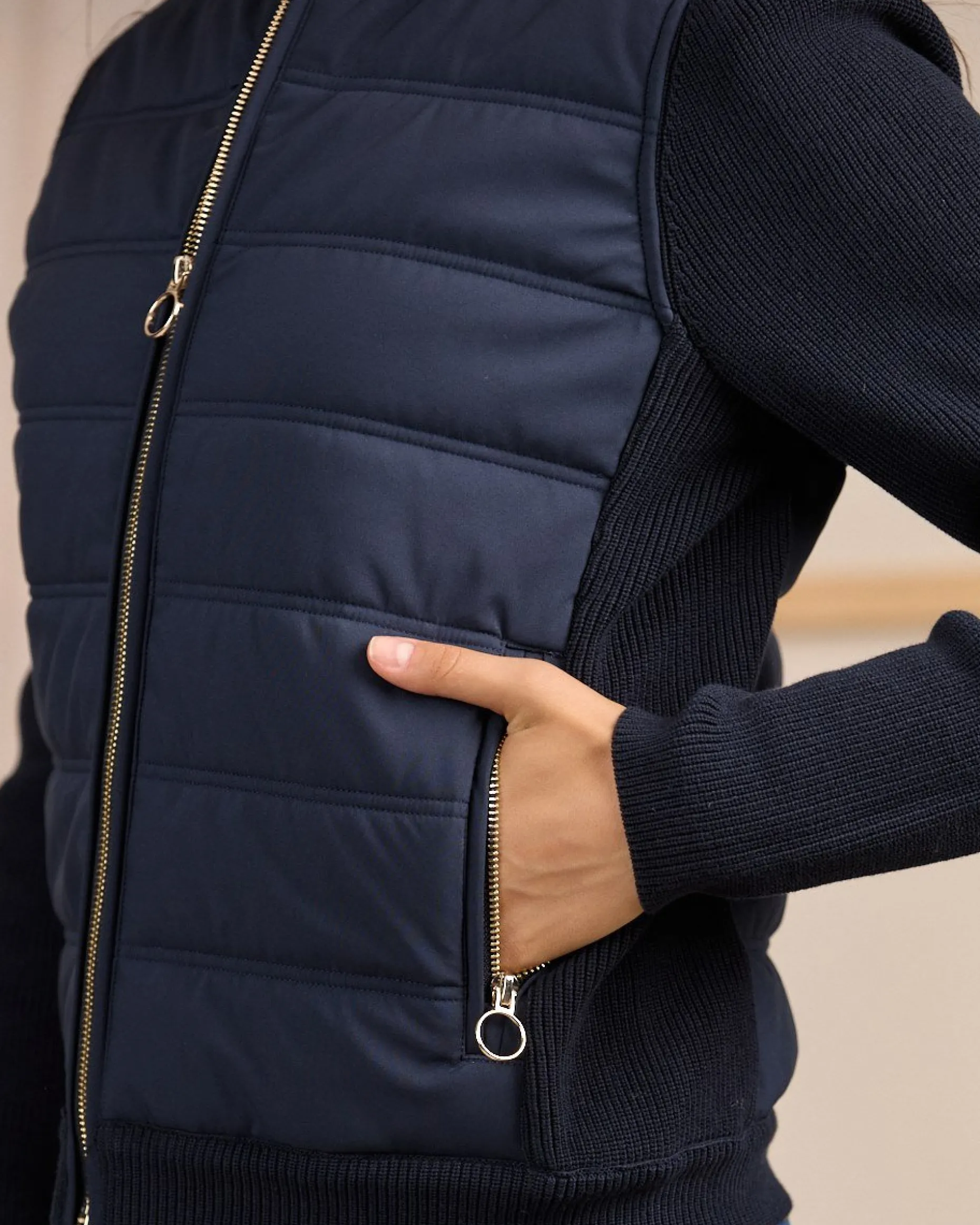 Femme Mise Au Green Cardigan bi-matière bleu marine