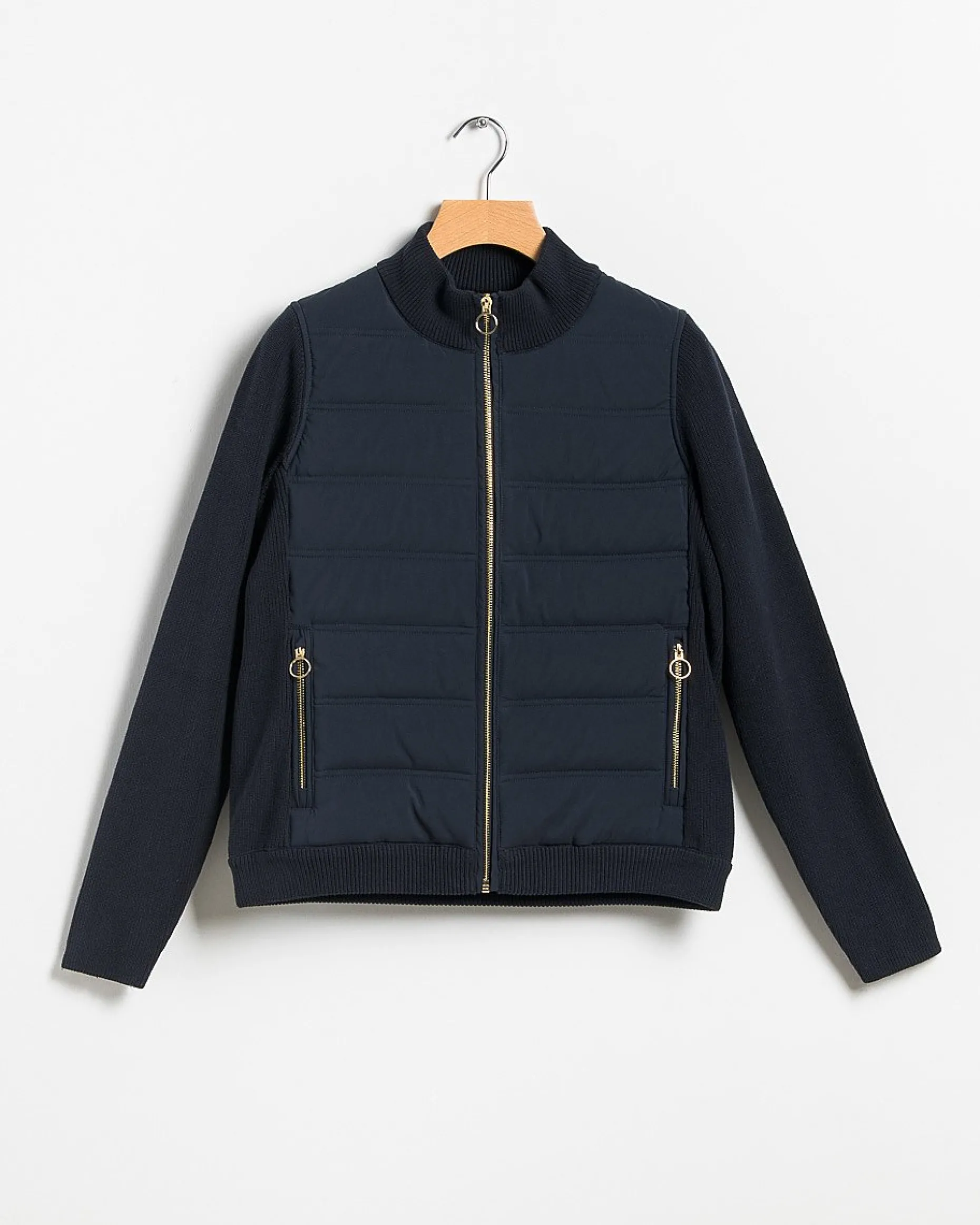 Femme Mise Au Green Cardigan bi-matière bleu marine