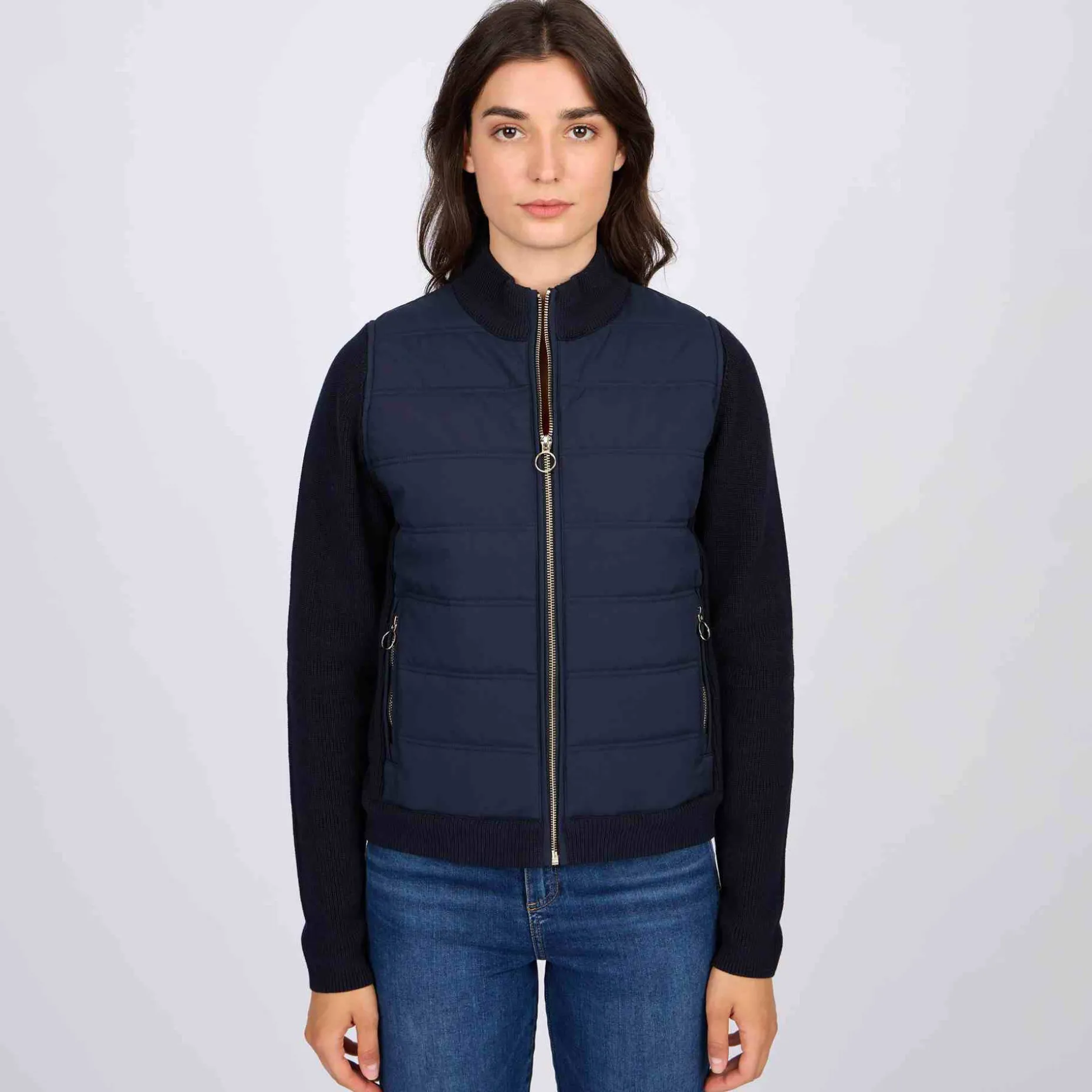Femme Mise Au Green Cardigan bi-matière bleu marine