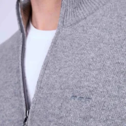 Homme Mise Au Green Cardigan zippé col montant gris moyen