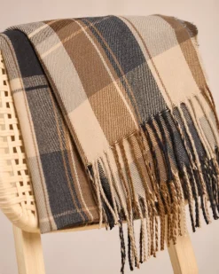 Homme Mise Au Green Écharpe à carreaux carreaux brun