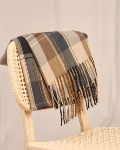 Homme Mise Au Green Écharpe à carreaux carreaux brun