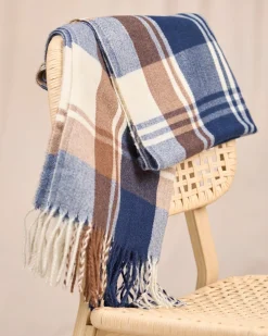 Homme Mise Au Green Écharpe à carreaux carreaux marine