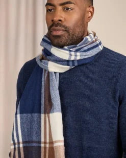 Homme Mise Au Green Écharpe à carreaux carreaux marine