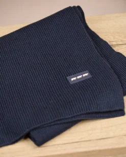 Homme Mise Au Green Écharpe unie en tricot bleu marine