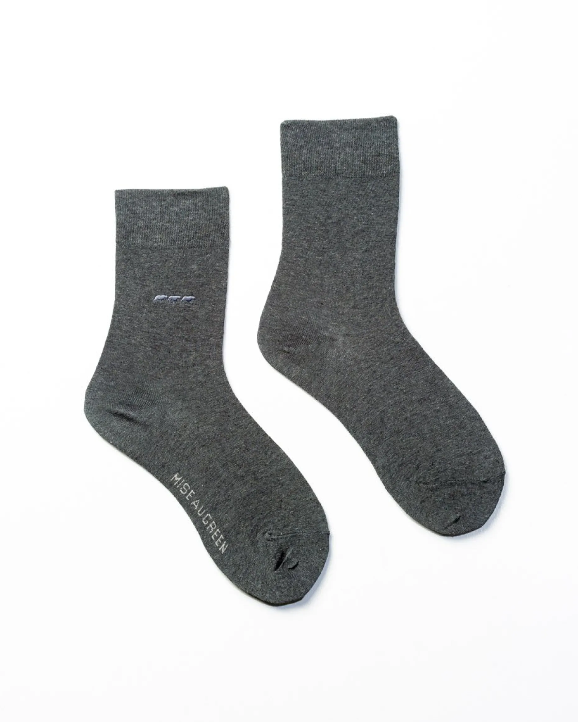 Homme Mise Au Green Chaussettes unies broderie 3 vaches gris chiné