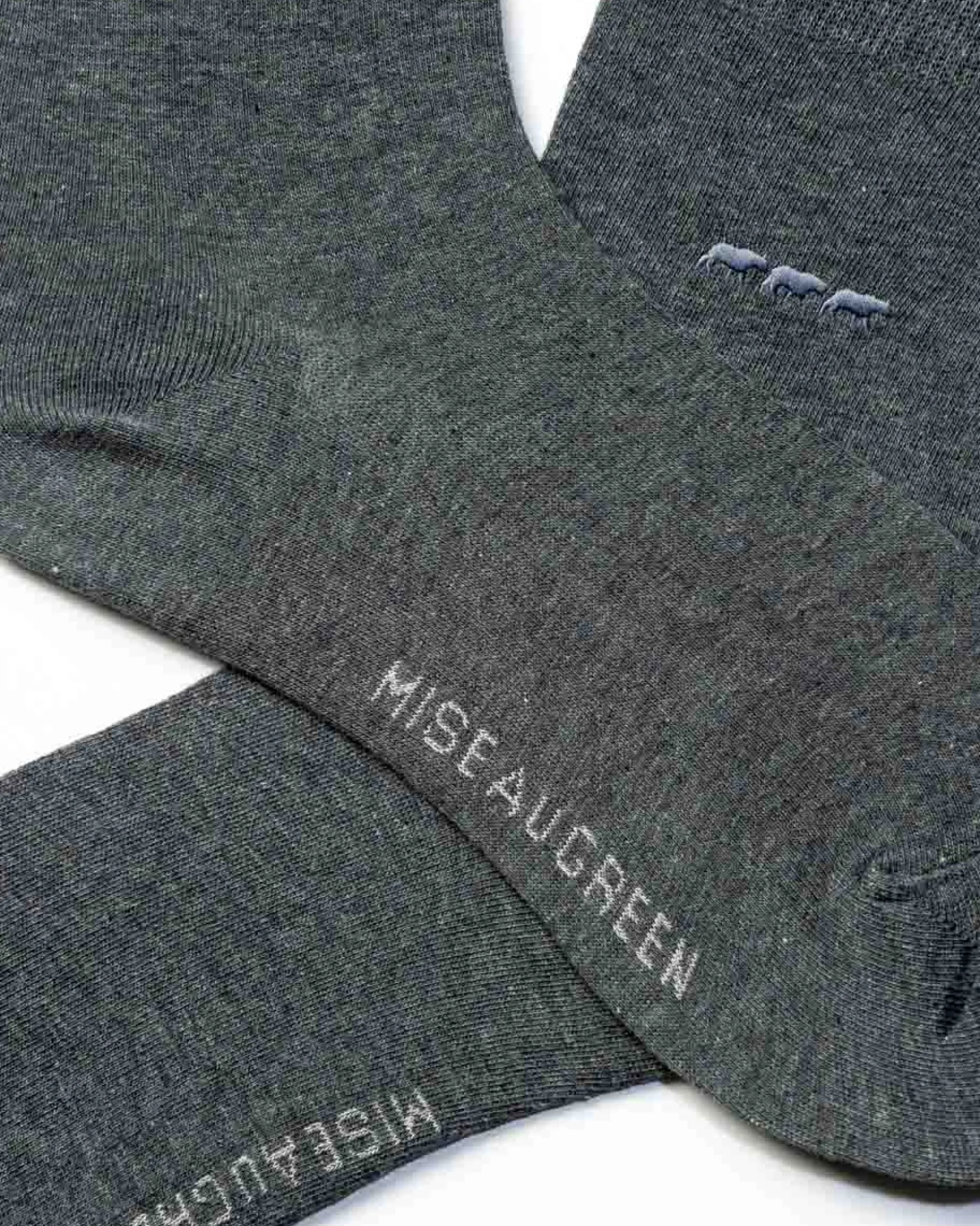 Homme Mise Au Green Chaussettes unies broderie 3 vaches gris chiné