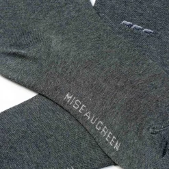 Homme Mise Au Green Chaussettes unies broderie 3 vaches gris chiné