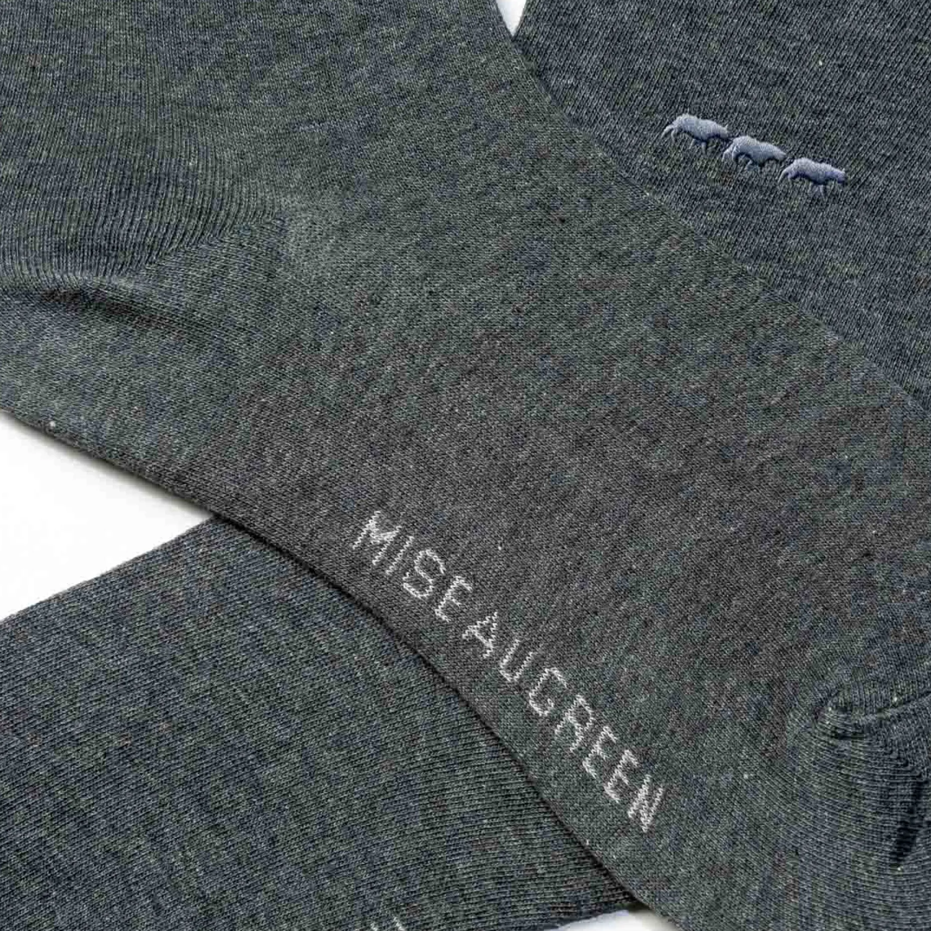 Homme Mise Au Green Chaussettes unies broderie 3 vaches gris chiné
