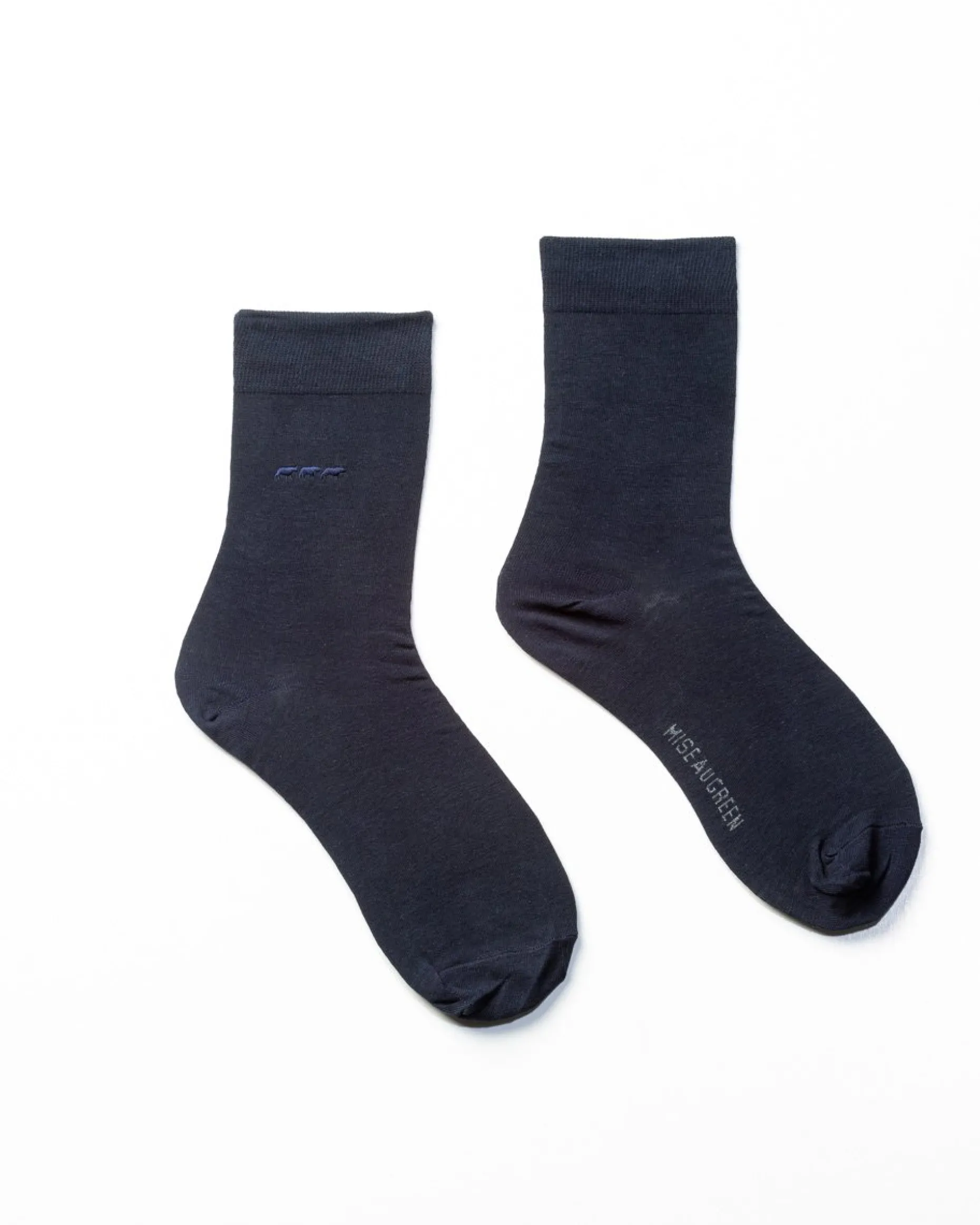 Homme Mise Au Green Chaussettes unies broderie 3 vaches bleu marine