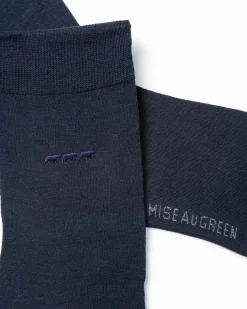 Homme Mise Au Green Chaussettes unies broderie 3 vaches bleu marine