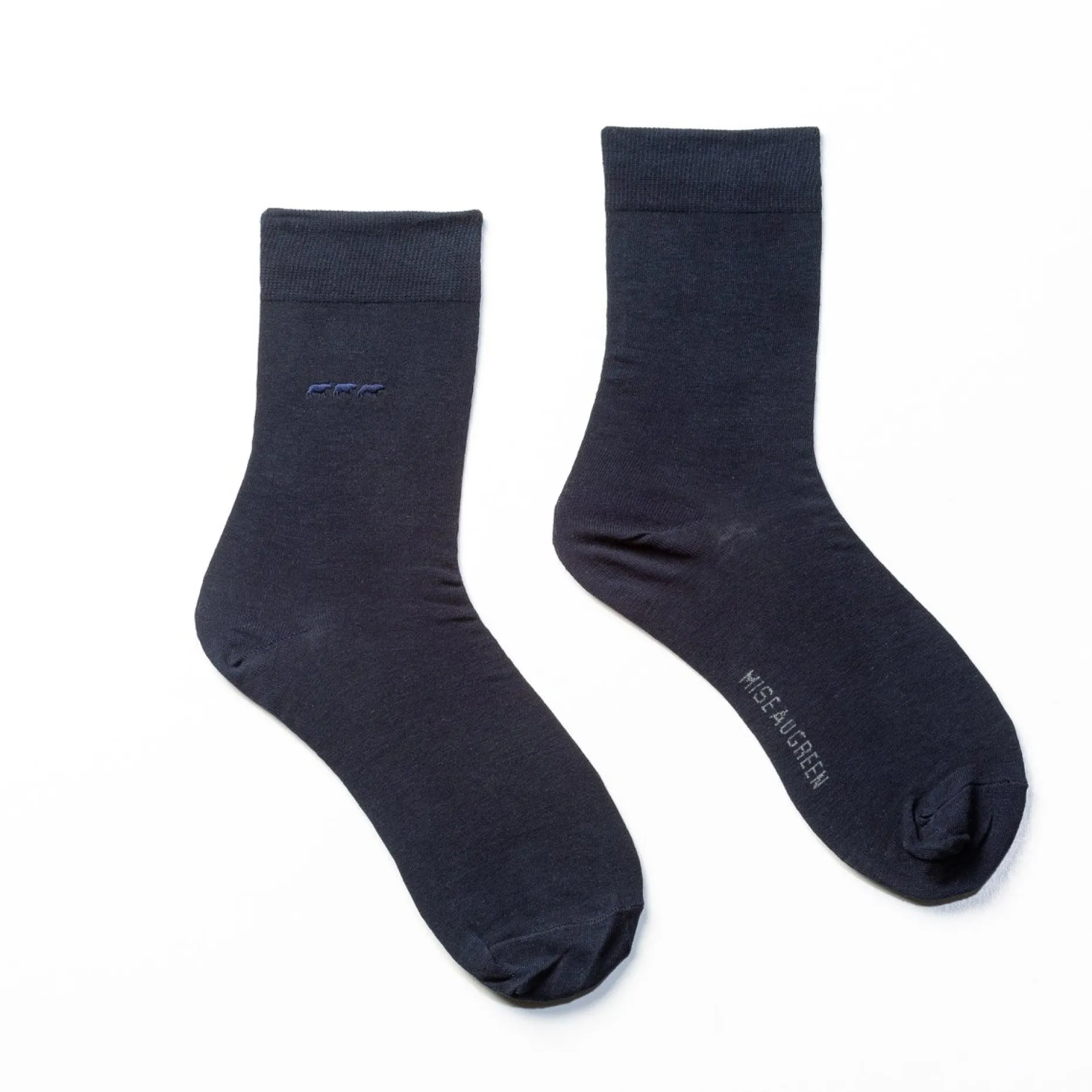 Homme Mise Au Green Chaussettes unies broderie 3 vaches bleu marine
