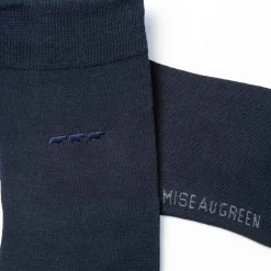 Homme Mise Au Green Chaussettes unies broderie 3 vaches bleu marine