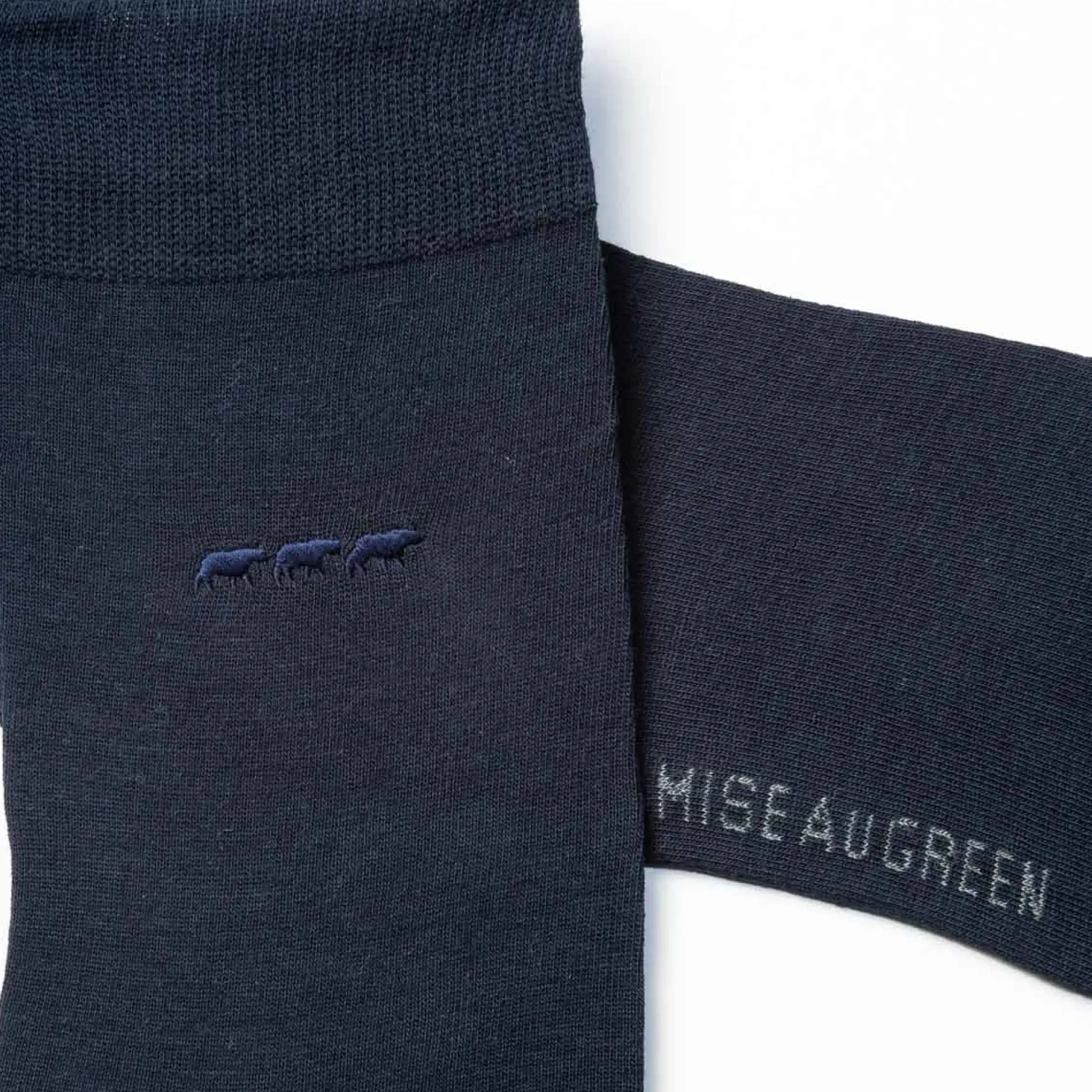 Homme Mise Au Green Chaussettes unies broderie 3 vaches bleu marine