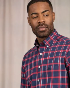 Homme Mise Au Green Chemise à carreaux bleu marine