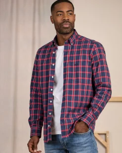 Homme Mise Au Green Chemise à carreaux bleu marine