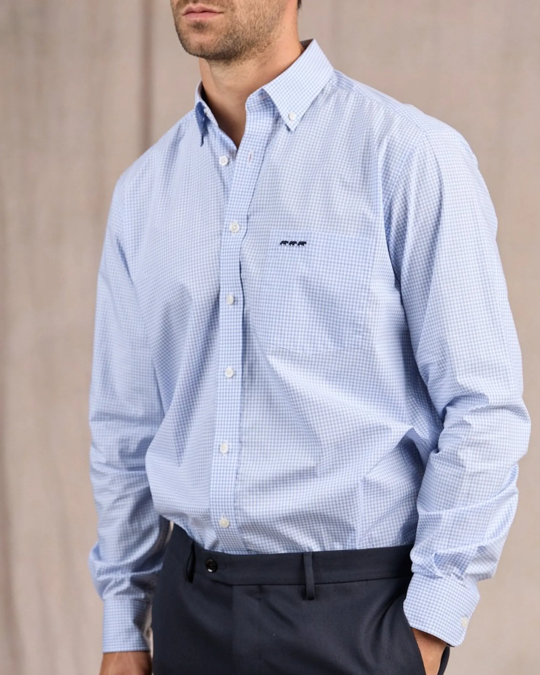 Homme Mise Au Green Chemise à carreaux vichy vichy ciel