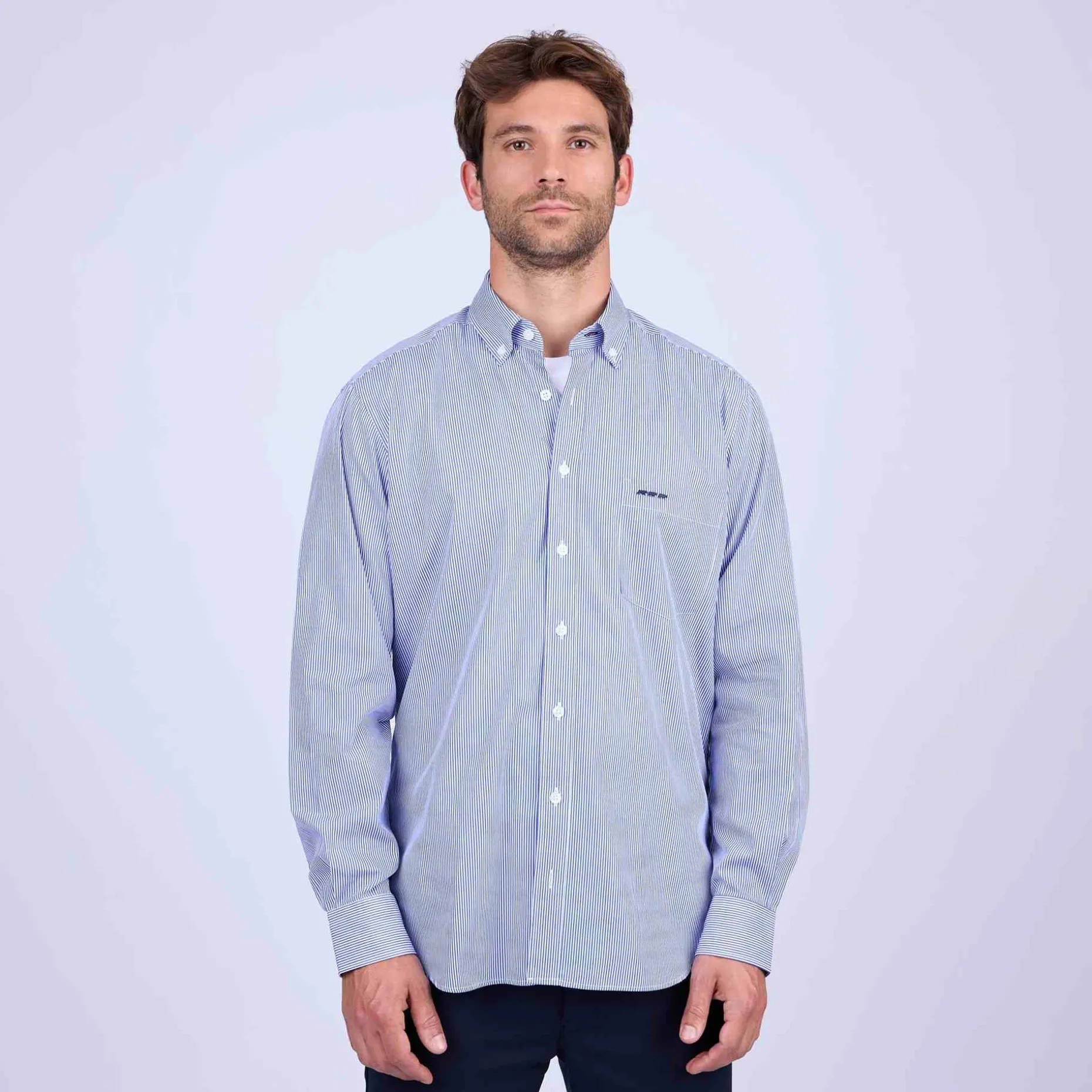 Homme Mise Au Green Chemise à fines rayures rayures bleu