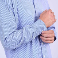 Homme Mise Au Green Chemise à fines rayures rayures bleu