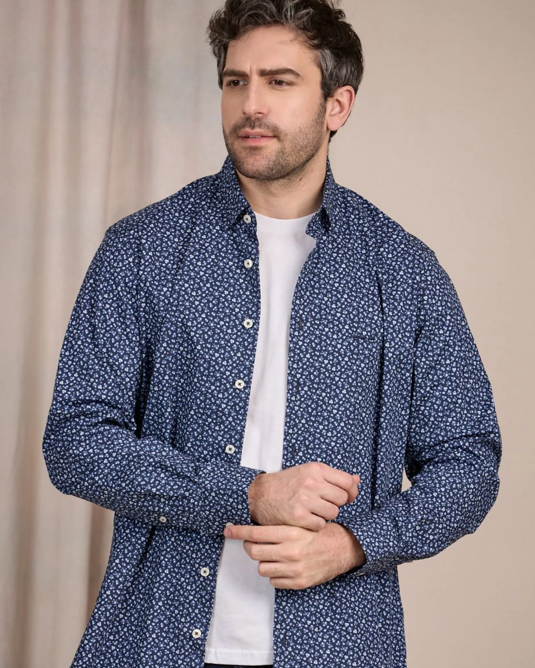 Homme Mise Au Green Chemise à imprimé floral bleu marine