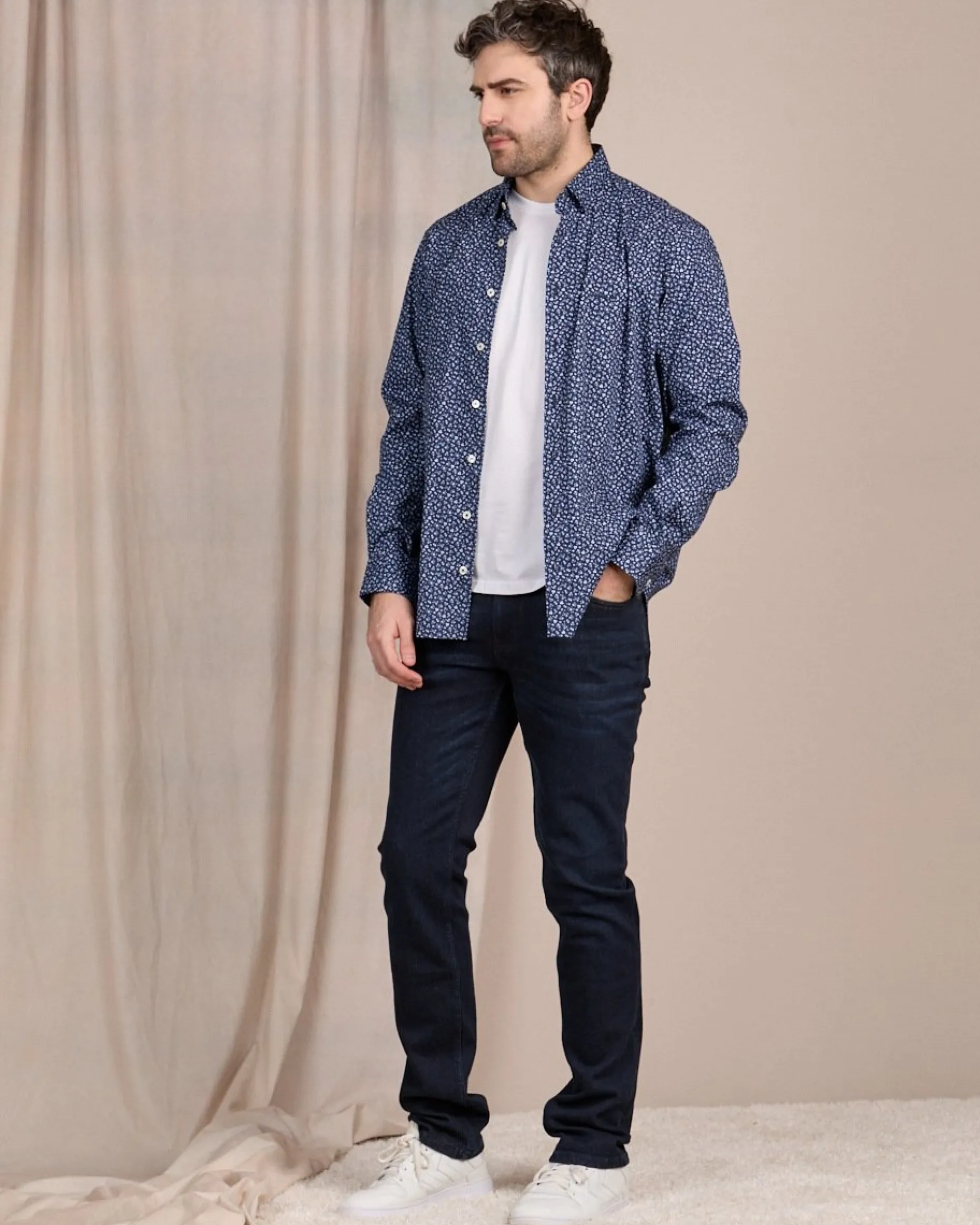 Homme Mise Au Green Chemise à imprimé floral bleu marine