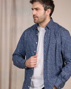 Homme Mise Au Green Chemise à imprimé floral bleu marine