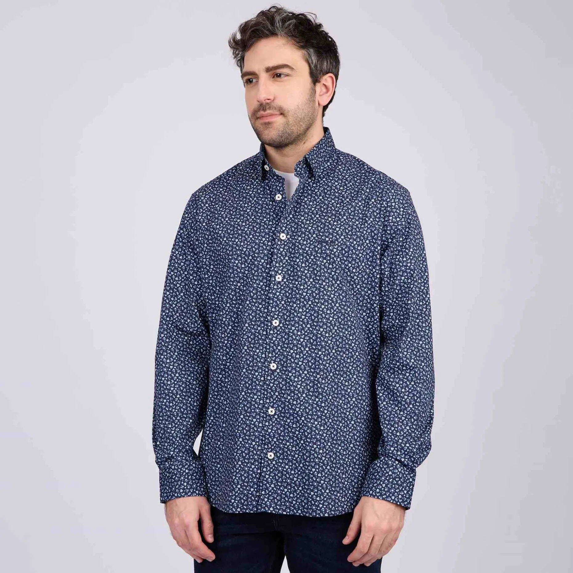 Homme Mise Au Green Chemise à imprimé floral bleu marine