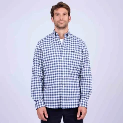 Homme Mise Au Green Chemise à larges carreaux vichy bleu marine