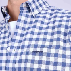 Homme Mise Au Green Chemise à larges carreaux vichy bleu marine