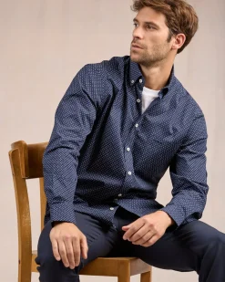 Homme Mise Au Green Chemise à micro motifs bleu marine
