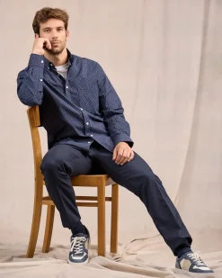 Homme Mise Au Green Chemise à micro motifs bleu marine