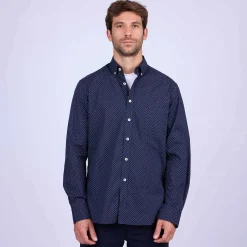 Homme Mise Au Green Chemise à micro motifs bleu marine