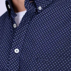 Homme Mise Au Green Chemise à micro motifs bleu marine