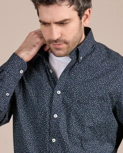 Homme Mise Au Green Chemise Cactus bleu marine