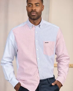 Homme Mise Au Green Chemise en patchwork de rayures