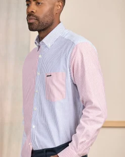 Homme Mise Au Green Chemise en patchwork de rayures