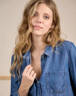 Femme Mise Au Green Chemise façon denim mid blue