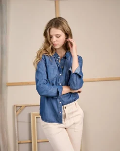 Femme Mise Au Green Chemise façon denim mid blue