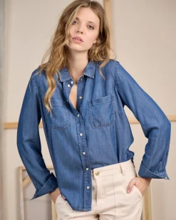 Femme Mise Au Green Chemise façon denim mid blue