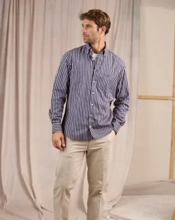 Homme Mise Au Green Chemise manches longues bleu marine