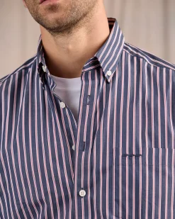 Homme Mise Au Green Chemise manches longues bleu marine