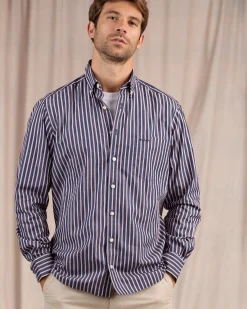 Homme Mise Au Green Chemise manches longues bleu marine