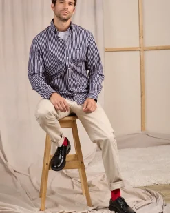 Homme Mise Au Green Chemise manches longues bleu marine