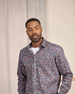 Homme Mise Au Green Chemise manches longues bleu marine