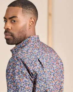 Homme Mise Au Green Chemise manches longues bleu marine