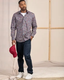 Homme Mise Au Green Chemise manches longues bleu marine